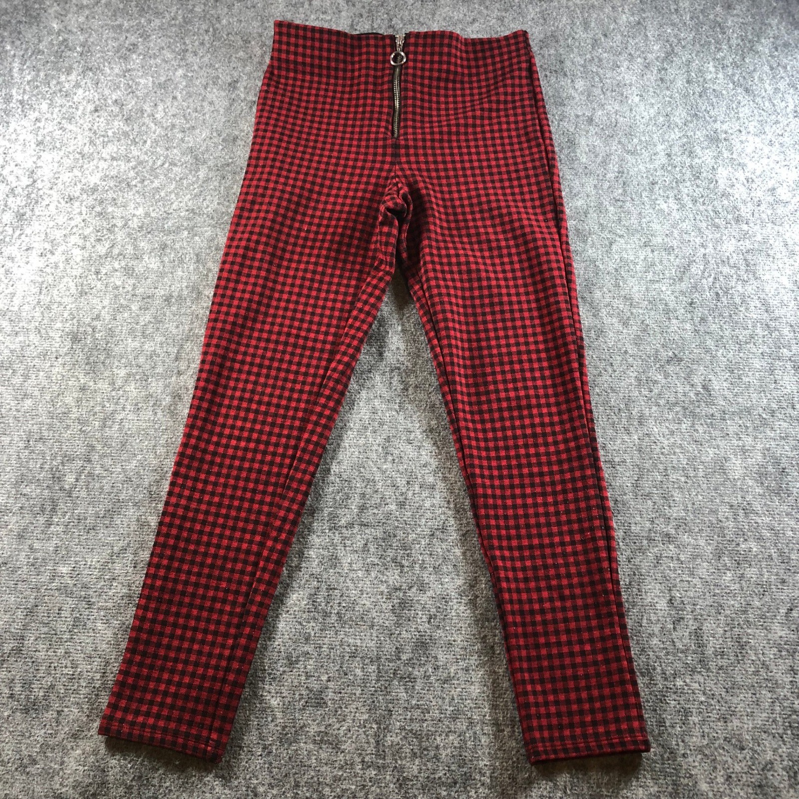 Zara Basic Red Black Gingham Checkered Pants Wome… - image 1