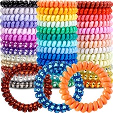 JOYOYO Spiral Hair Ties 40 Pack No Crease Multi Color Phone Cord Hair Coils E...