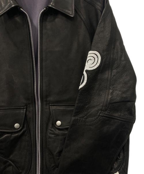 BEADED LEATHER FLIGHT JACKETbeaded patch leather … - image 12