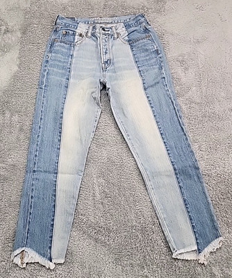 American Eagle Vintage Hi Rise Two Tone Womens 6 Blue Jean Button Fly