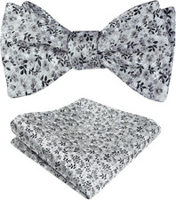 Mens 2pcs Floral Self-tied Bow Tie with Pocket Square Colorful Tie Set