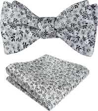 Mens 2pcs Floral Self-tied Bow Tie with Pocket Square Colorful Tie Set