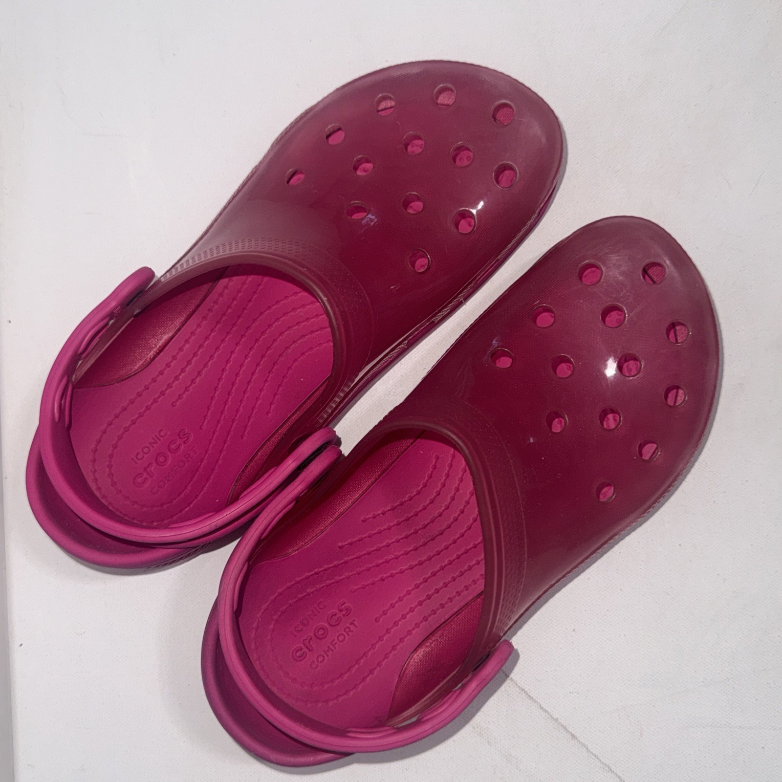 Crocs Classic Translucent Clogs Candy Pink Clear … - image 3