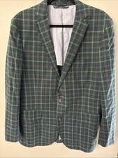 Lands End Green Plaid Blazer Size 42 Reg Preppy Sport Schoolboy Multicolor