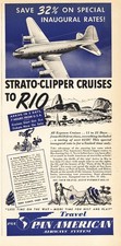 1940 Pan Am: Strato Clipper Cruises Vintage Print Ad
