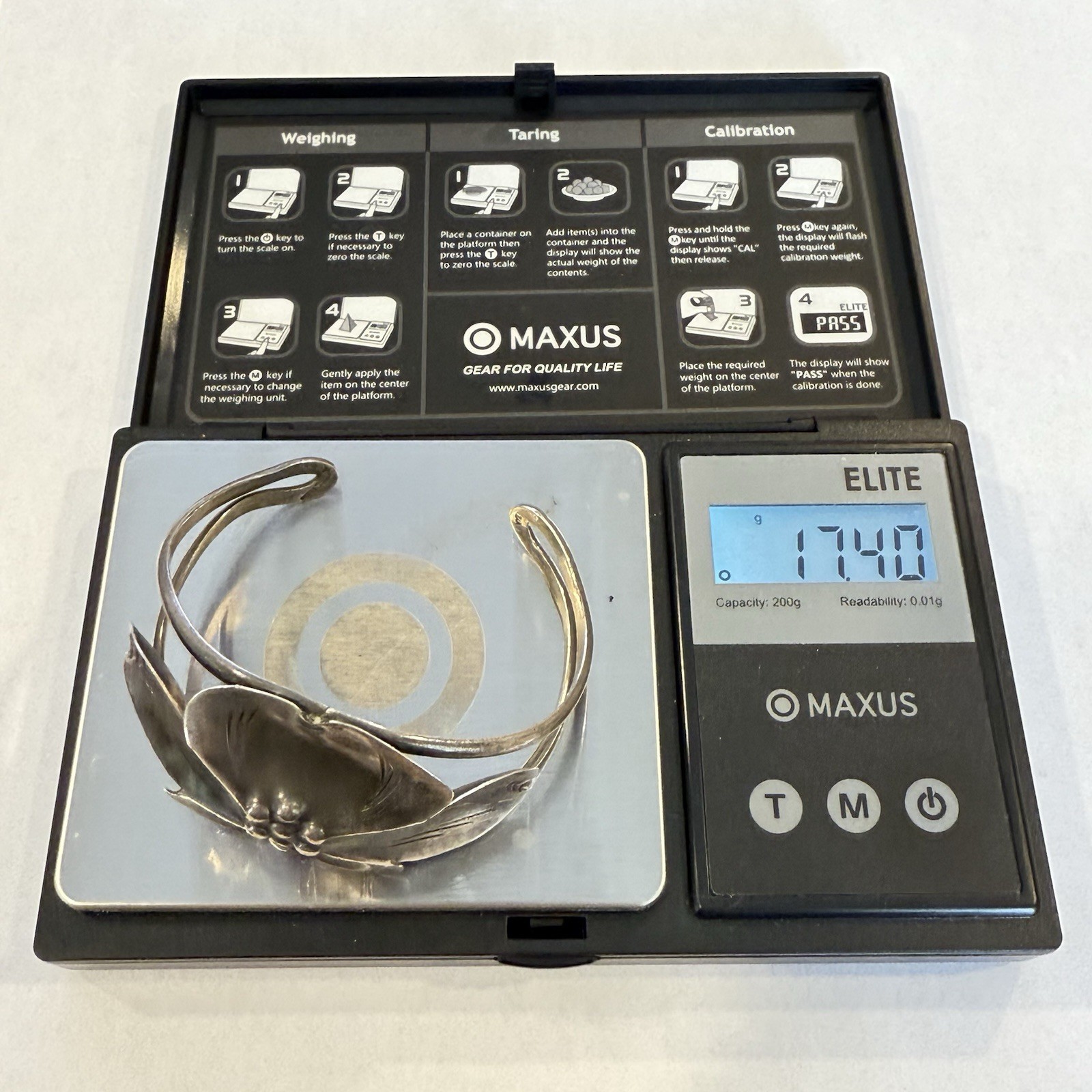 Stuart NYE 925 Sterling Silver Dogwood Flower Cuff Bracelet Floral