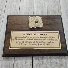 Vintage 1970's Watergate Scandal Plaque with Piece of Original Office Carpeting