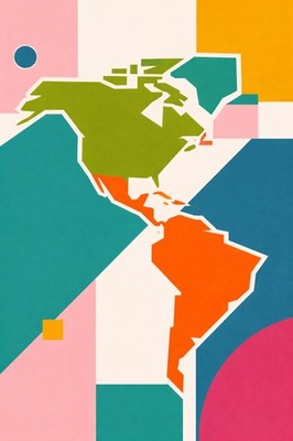  ️ Vibrant North & South America Poster - 24x36  - Premium Matte Paper 200gsm