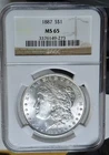BRIGHT WHITE NGC MS 65 1887 P Morgan Silver Dollar. Stunning For The Grade A1723
