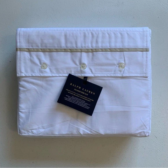 Ralph Lauren Palmer Percale Organic Cotton Duvet Cover Full/Queen Sand Dune NWT - Image 2 of 4