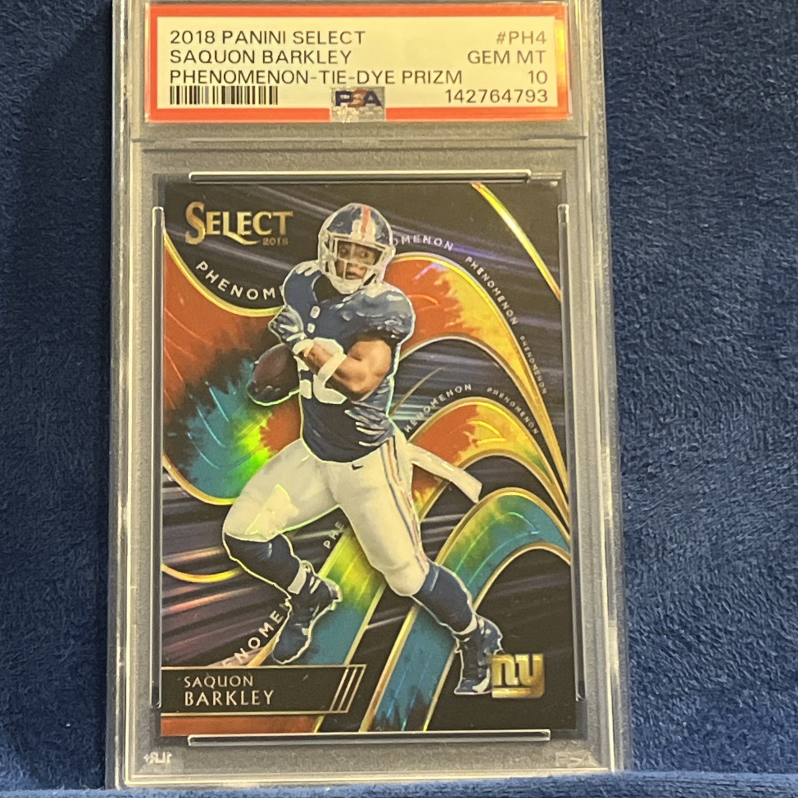2018 Panini Select - Phenomenon Saquon Barkley #PH-4 Tie-Dye 25/25 (RC) PSA 10