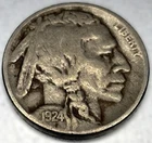 1924 P Buffalo Nickel Fine 5 Cent US Coin - 0084