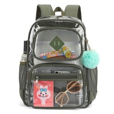 Heavy Duty Clear Backpack for Girls Boys Transparent School Bookbag Durable P...