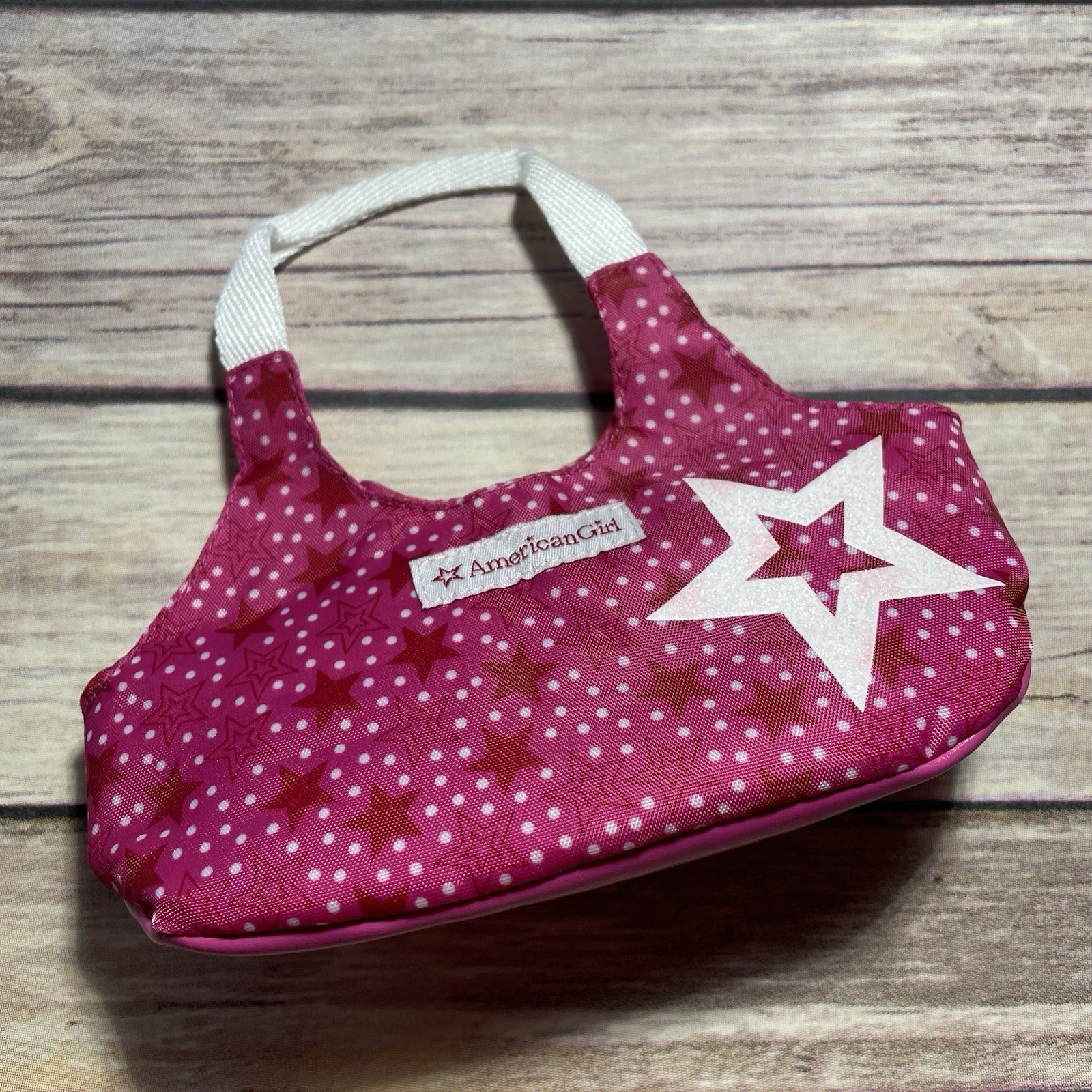 American Girl Little Itty Bitty Baby Mini Doll Pink & White Star Logo Diaper Bag