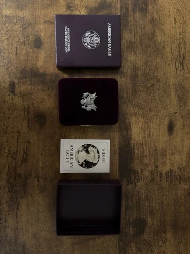 1986-S American Silver Eagle Proof 1 oz .999 Silver Dollar – Box & COA.