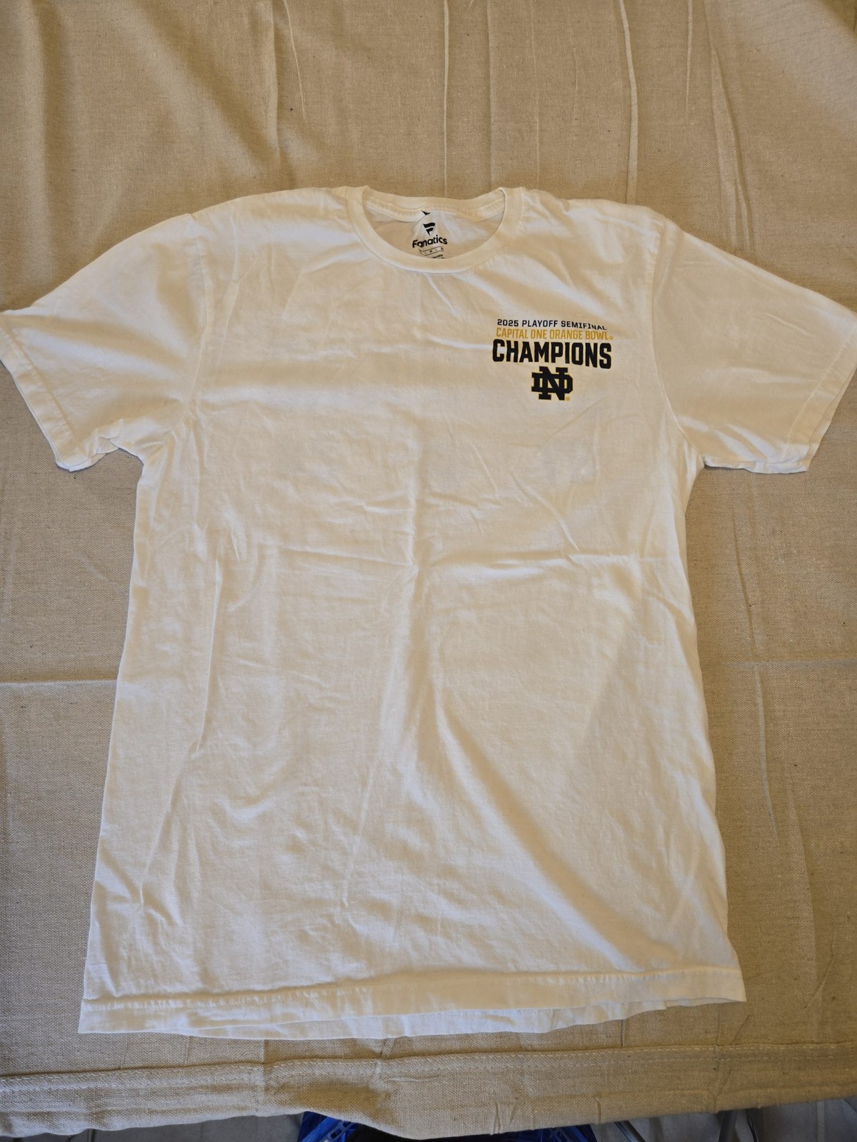 Fanatics Notre Dame Orange Bowl Champions T-Shirt Medium White USED