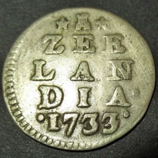 Rare Over-date Issue 1733/32 Dutch Colonial New York Silver Lion Dime Zeelandia