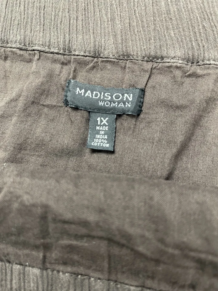Maxi falda línea A 100 % algodón marrón oscuro talla grande Madison para mujer 1X Foto 4 de 4