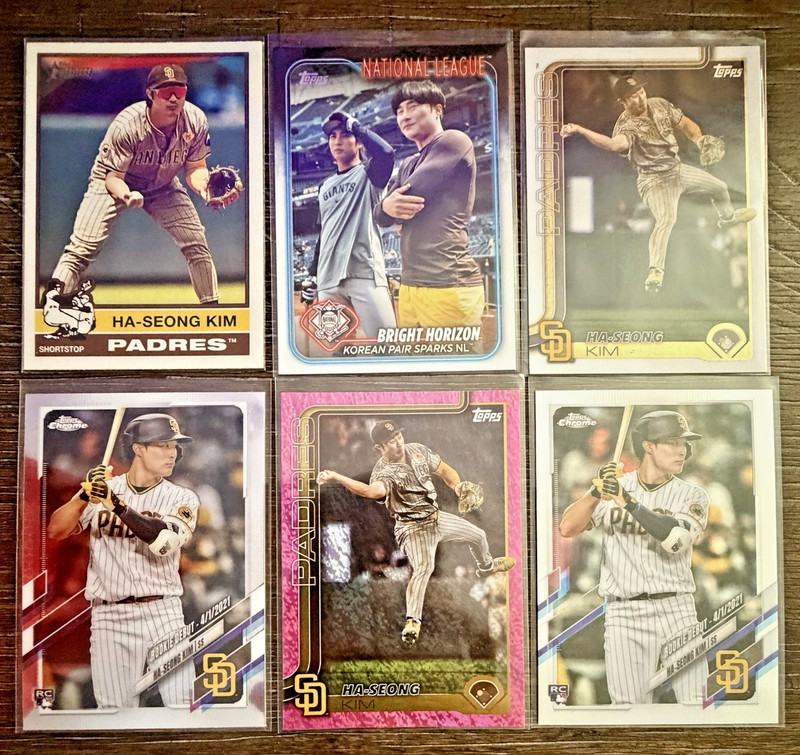2025 Topps Pink Holofoil Ha-Seong Kim +2Base +Heritage 2021 Chrome RC Rookie x2