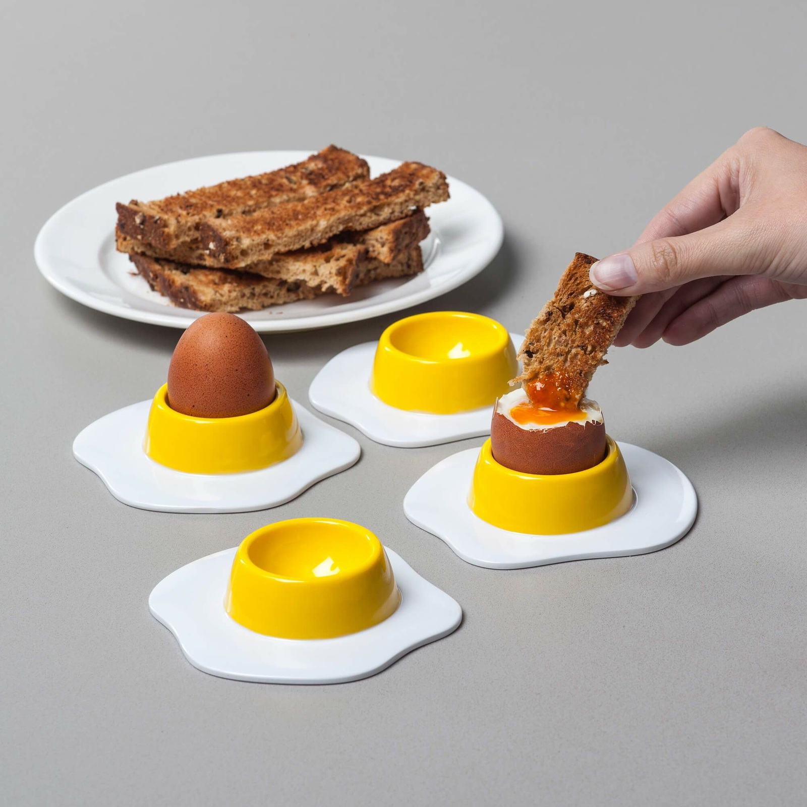 Zeal Eggtastic Egg Cup Set, Egg Splat Set of 4 White