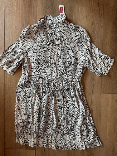 Topshop 12 Women's Black and White Polka Dot Grunge Shirt Dress Button Front - Picture 4 of 4