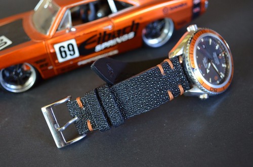 PULSERA RELOJ 22 20 18MM NEGRO MARRÓN RAYAS AUTÉNTICAS MA CORREA PARA OMEGA ETC - Imagen 11 de 12