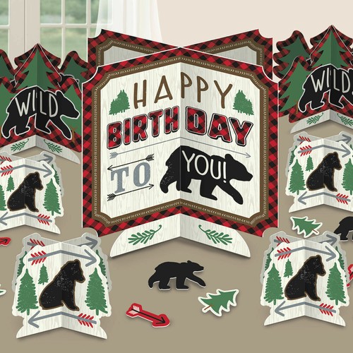 Little Lumberjack Bear Camper Birthday Party Supplies Plates Napkins Decorations - Picture 18 of 29