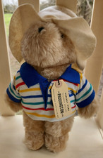 Vintage 1981 Eden Paddington Bear With Striped Shirt, Hat Tag Plush Stuffed
