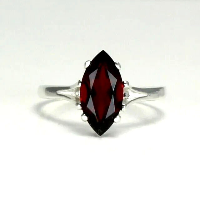 2 Ct Marquise Simulated Garnet Solitaire Lady Special Ring 14K White Gold Plated