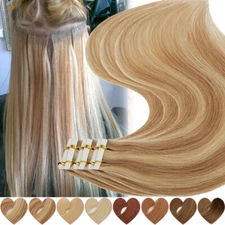 Invisible Glue Tape in Extensions 100% Real Remy Human Hair Seamless Skin Weft