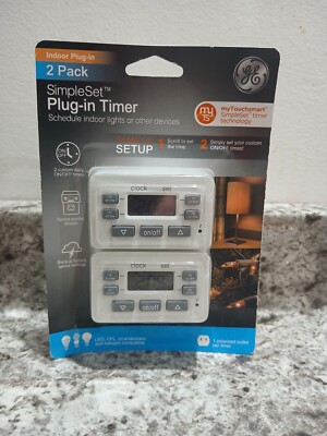 GE 2 Pack My Touch Smart Indoor Digital Simple Set Plug-In Timer Schedule 