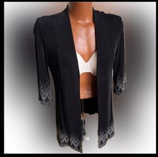 Chico  s Travelers nicely detailed slinky black open jacket GR8 shape 1 M 8/10