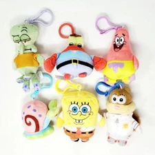 SpongeBob SquarePants Plush Danglers FUN Series - Complete Set of 6 New Clip-Ons