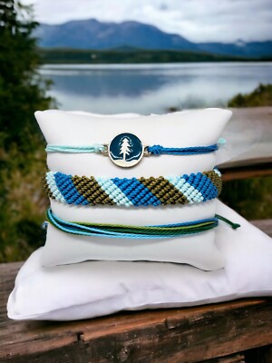 Wax String Friendship Bracelet MOUNTAIN LAKES Pack of 3, Stackable Waterproof 