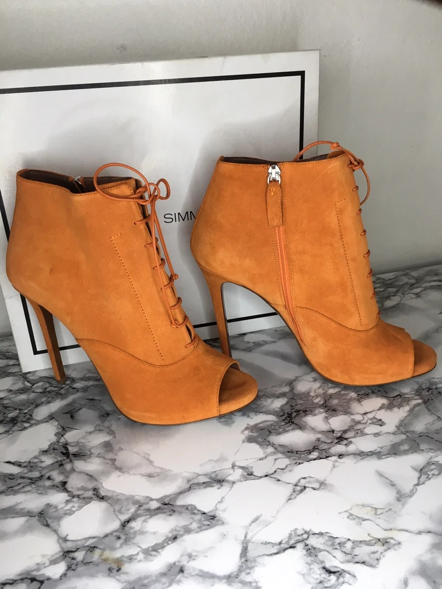 Tabitha Simmons Boots NEW Lace Up Ankle Boots Orange