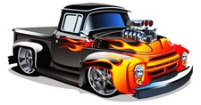 Classic Hot Rod Truck Cut Out Metal Sign 9.5x18
