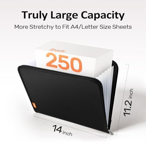 Accordion File Organizer with Safe Zippers Expanding File Black 7 Pocket - Bild 7 von 7