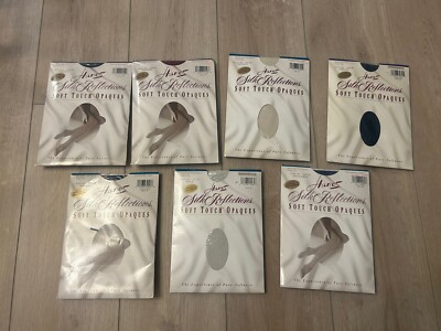 Lot Of 7 Vtg Hanes Silk Reflections Soft Touch Opaques Control Top Tights New EF