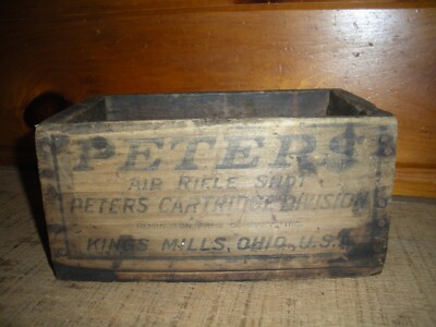Vintage Peters Cartridge Co. Air Rifle Shot Wooden Ammo Box / Early Box