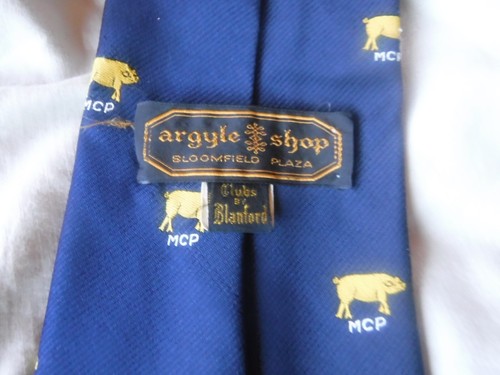 Argyle Shop Mens Pig Tie blue tie MCP tie