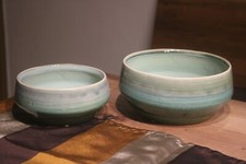 Pflanzschale aus Steinzeug, hellgrün, Schale rund in 2 Größen erhältlich