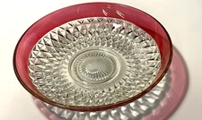 VTG Indiana Glass Diamond Point Large 13.5" Salad Serving Bowl Ruby Red RIM