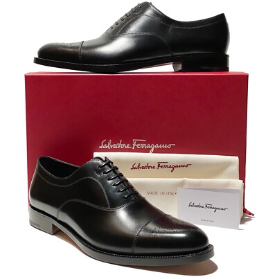 New Ferragamo GOYA 11 EE Leather Captoe Brogue Oxford Men display picture 1
