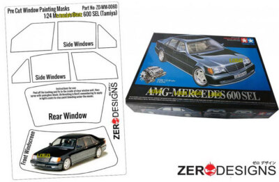 Zero Paints 1/24 600SEL Coupe Pre Cut Window Painting Masks for Tamiya kits