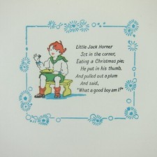 Antique Christmas Card Jack Horner Nursery Rhyme Red Head Boy Sailor Suit Bifold