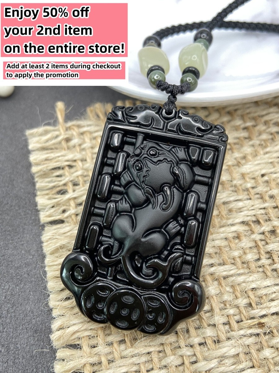 Tiger Dgk Necklace Jade Obsidian Tiger Charm Pendant Necklace
