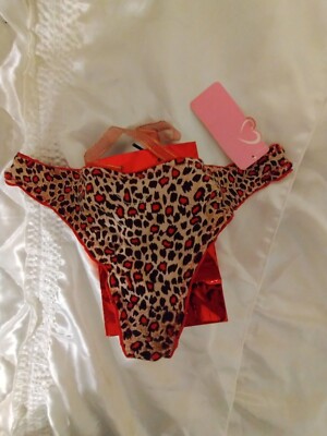 JOLIE INTIMATES RED THONG LEOPAR PRINT SZ 7 UNDERWEAR G-STRING WITH GIFT BAG