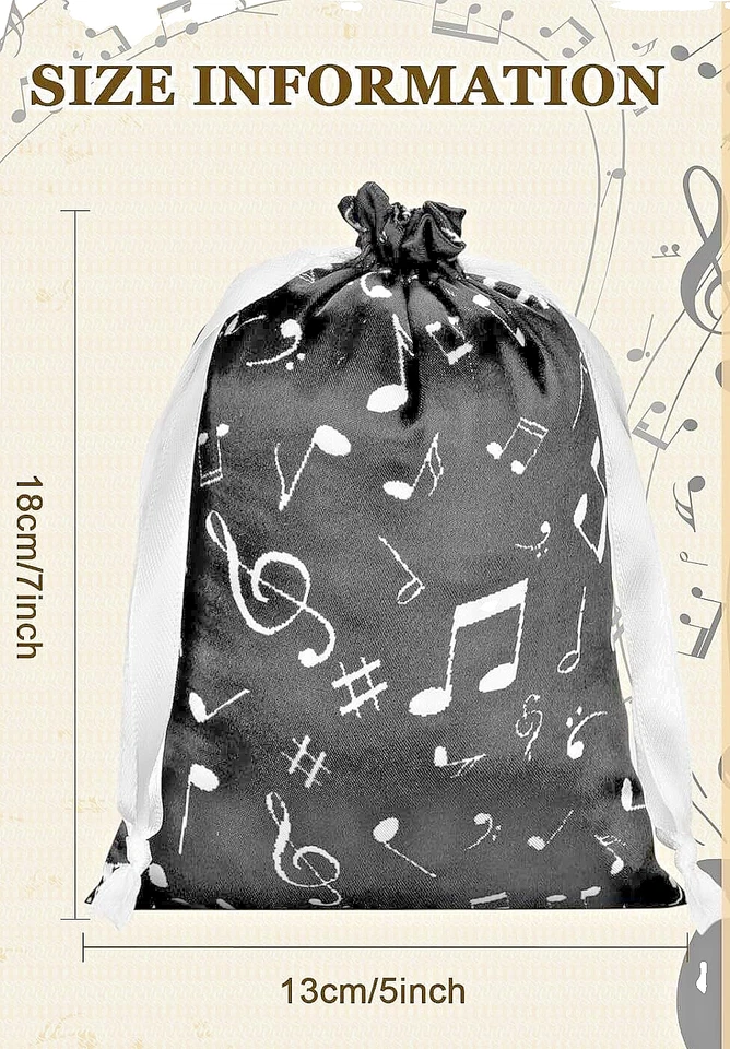 12 Piezas Notas Musicales Bolsas de Regalo Notas Musicales Cordón Bolsa de Golosinas Música Deco 5X7 Foto 2 de 2