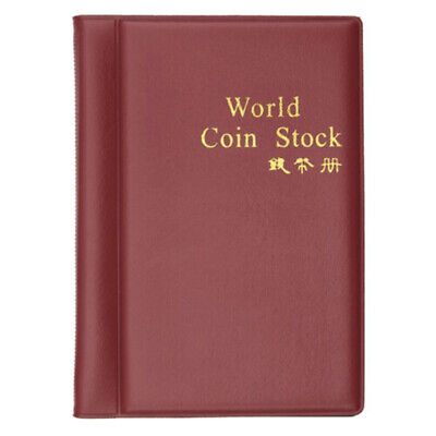 120 Coin Red Collection Album Books Collecting Penny Pockets Storage Holder