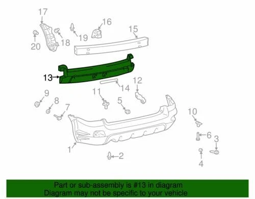 Parachoques trasero genuino GM 2003-2008 Pontiac Vibe fascia absorber energía 88970452 Foto 2 de 2
